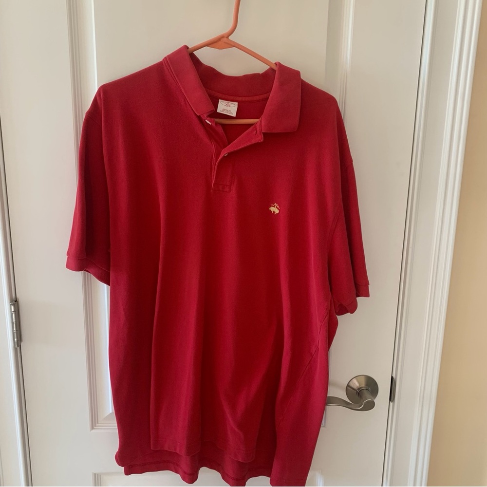 Brooks Brothers Red Polo with Gold Logo